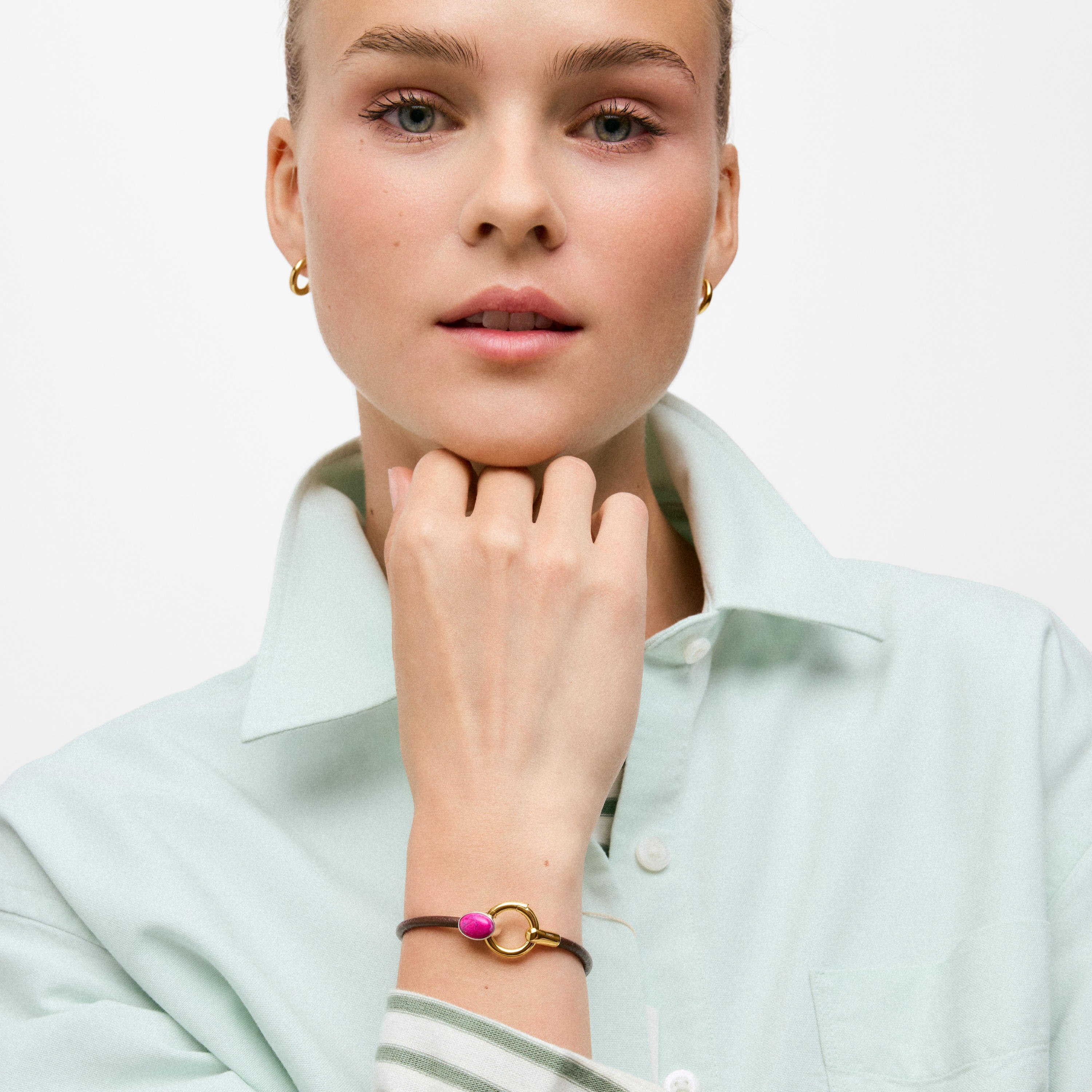 Two-tone Bracelet with aventurine and leather cord TOUS Gem Power